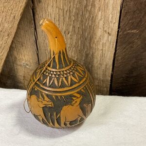Handcrafted Gourd with Animal Carvings